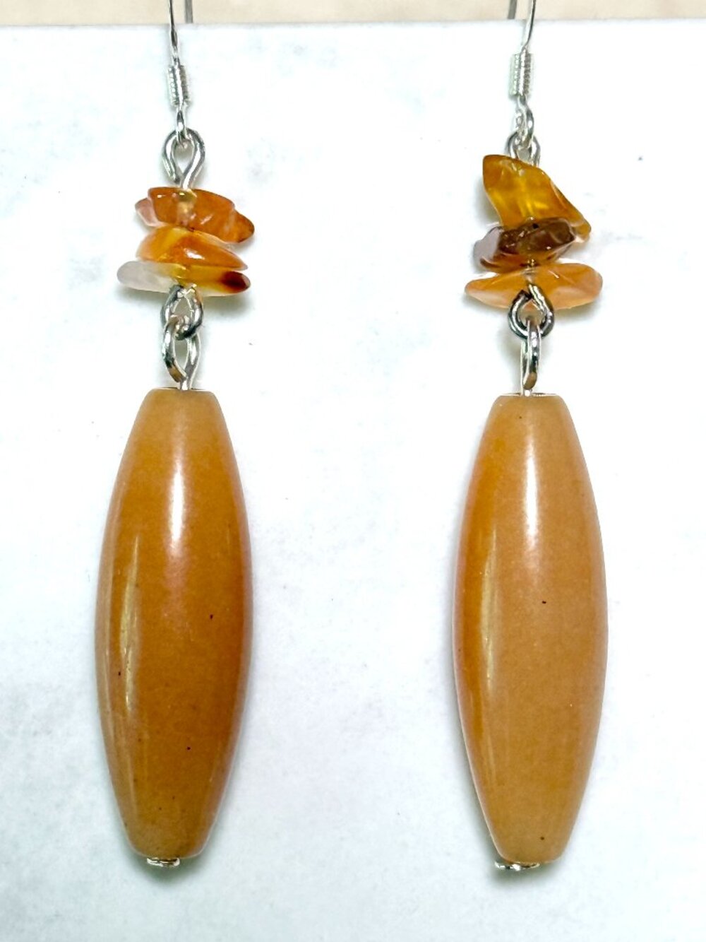 2/$20, Burnt Orange Aventurine Drop Earrings, Gemstone & Sterling Silver Hooks